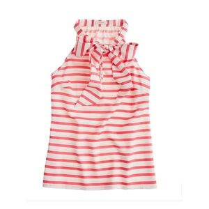 J Crew Silk Pussy Bow Top, Sz 4, Candy Cane Blouse